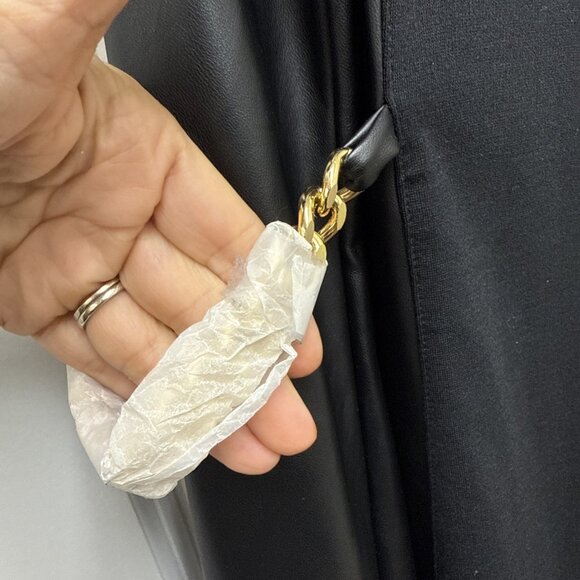 New Michael Kors Womens Size 3X Black Faux Leather Mixed Media Chain Shift Dress - Picture 3 of 11